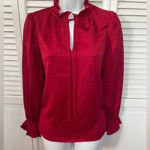 J.Crew Women's Red White Polka Dot Blouse XXS